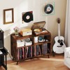 Costway Record Player Stand with Charging Station Open Shelves & Compartments Raised Legs Brown/White - 4 of 4
