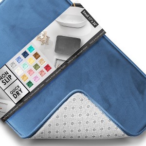 Hearth & Harbor Bathroom Rugs, Ultra Soft Velvet Memory Foam Bath Mats with PVC Backing - 1 of 4