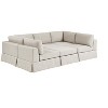 TiramisuBest 6-Piece Modular Upholstered Sectional Sofa, Reversible Slipcovered Couch with Removable Cushions, French Country Style, Beige - 3 of 4