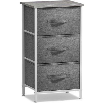 Sorbus Nightstand with 3 Drawers - Steel Frame, Wood Top & Easy Pull Fabric Bins - Perfect for Home, Bedroom, Office & College Dorm