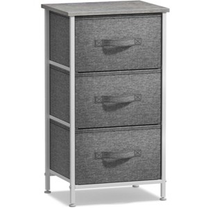 Sorbus Nightstand with 3 Drawers - Steel Frame, Wood Top & Easy Pull Fabric Bins - Perfect for Home, Bedroom, Office & College Dorm - 1 of 4