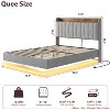 Full/Queen/King Size Floating Bed Frame w/ Lights and Storage Headboard, Full/Queen/King Upholstered Metal Platform Bed with Charging Station - 2 of 4