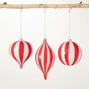 Sullivans Candy Cane Striped Ornaments Multicolor 4"H Glass Set of 3 - 1 of 2