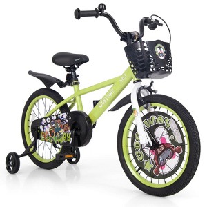 Infans Rabbit Pilot Sporty Kids Bike, 18 Inch Child Bike for 4-8 Years Old with Adjustable Height, Training Wheels, Handbrake & Coaster Brake, Green - 1 of 4