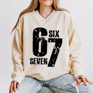 Six Seven Distressed - Women's Lightweight Garment Dyed Sweatshirt - 1 of 4