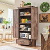 OKD Kitchen Pantry Cabinet - 72" Farmhouse Tall Wood Kitchen Storage Cabinets with Adjustable Shelves & 2 Barn Doors & Drawer - 2 of 4