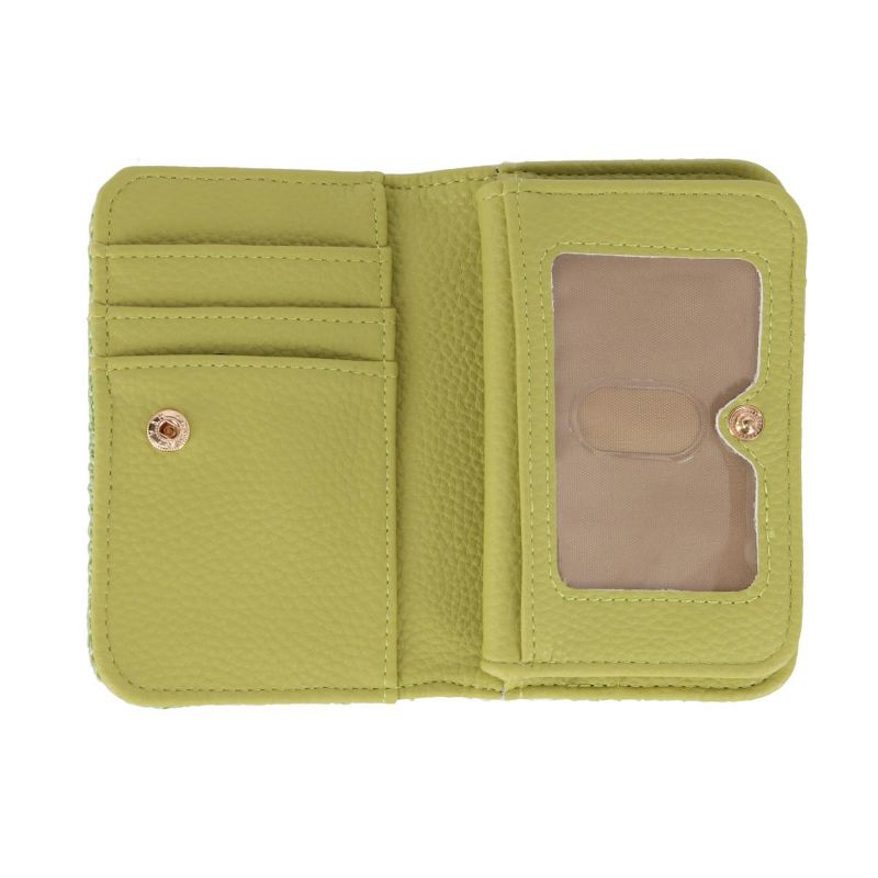 Buxton Women's Straw Vegan Leather Snap Card Case, 3 of 4