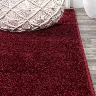 6' Square Dark Red Synthetic Low-Pile Area Rug