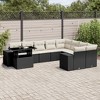 vidaXL Patio Sofa Set with Cushions Outdoor Furniture 10 Piece Poly Rattan - Black and Cream - 2 of 4