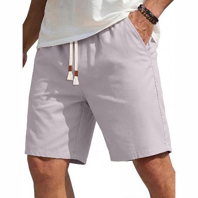COOFANDY Mens Casual Cotton Linen Shorts Elastic Waist Relaxed Fit
