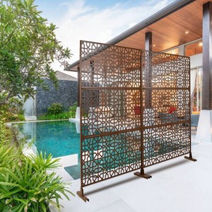 CAVINAS Patio Decorative Screen Metal Fence Privacy Screen with Hollow Geometric Pattern for Outside and Garden, 76" H×48" W - 1 of 4