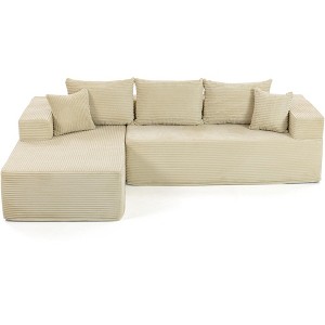 Bosmiller Modular Sectional Sofa with L-Shape Chaise, Corduroy Boneless Couches for Living Room, No Assembly - 1 of 4