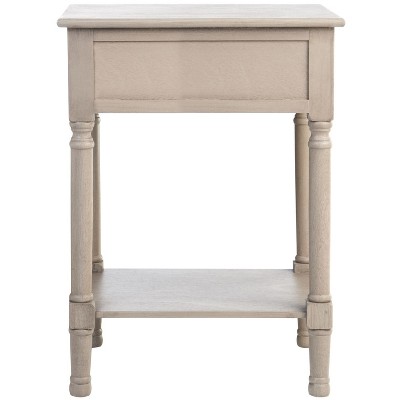 Josie Greige Wood and Metal 1-Drawer Accent Table