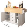 Ridstar 55.7 in. W Large Kitchen Island with 2 Drop Leaf & 3 Drawers For Kitchen & Dining Room-White - 3 of 4