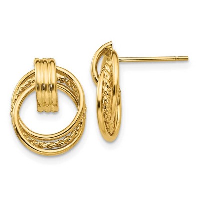 Black Bow Jewelry Polished and Twisted Circle Post Earrings in 14k Yellow Gold