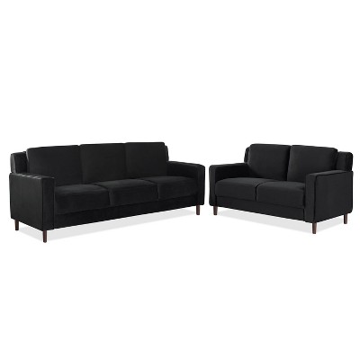 2pc Doak Sofa and Loveseat Set Black - miBasics