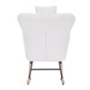 Gulches White Teddy Nursery Rocking Chair, Upholstered High Back Armchair with Steel & Solid Wood Frame for Living Room, Bedroom - 4 of 4