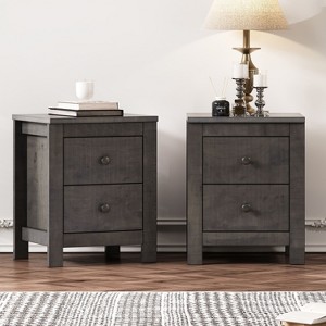 NicBex Farmhouse Wooden Nightstand Set of 2 Bedside Table with Storage Cabinet Retro End Table for Bedroom, Living Room - 1 of 4