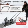 YARDSIGHT 37" Heavy-Duty Steel Rolling Snow Pusher – Adjustable Comfort Handle & Curved Blade with Anti-Slip Wheels, Durable Black Snow Shovel - 4 of 4
