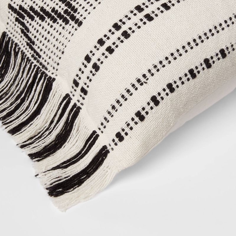 Euro Woven Stripe with Fringe Decorative Throw Pillow Off-White/Black - Threshold&#8482;, 5 of 9