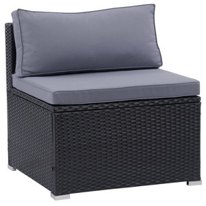 Parksville Patio Sectional Middle Chair - Black - CorLiving: Weather-Resistant, UV-Protected, Polyester Foam Cushion - 1 of 4