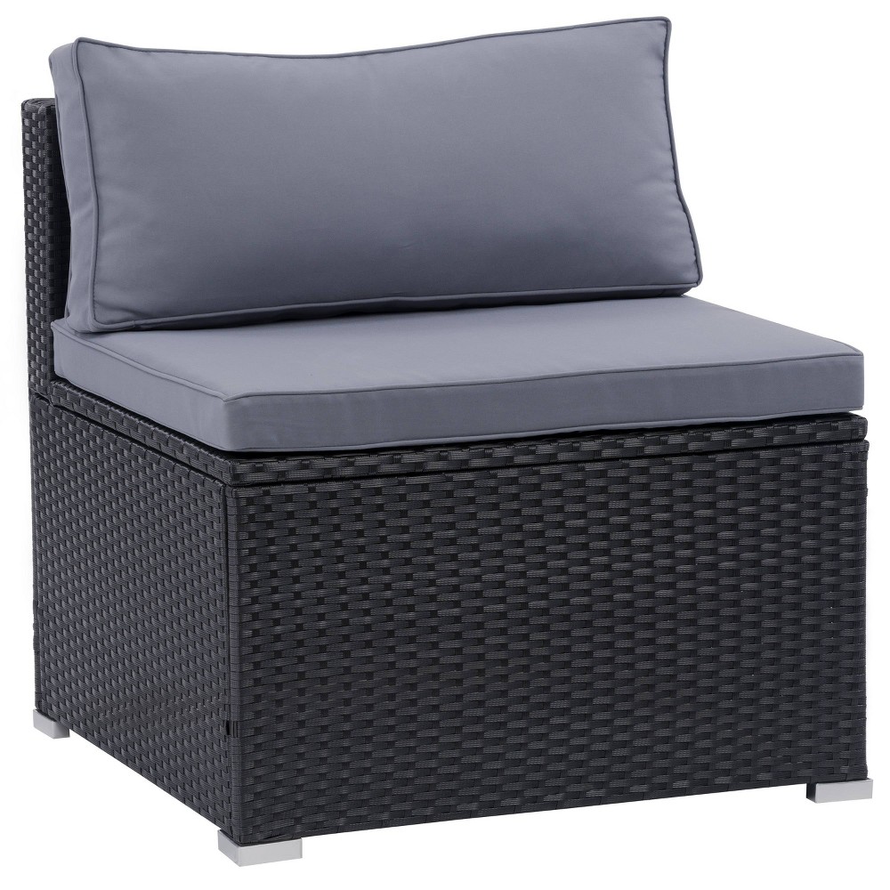 Photos - Garden Furniture CorLiving Parksville Patio Sectional Middle Chair - Black  
