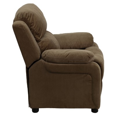 Cozy Spot Brown Microfiber Kids Recliner with Cup Holder