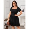 Plus Size Womens Dress Short Sleeve Square Neck Casual Elegant Midi Dress - 3 of 4