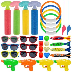 Whizmax 32Pcs Diving Pool Toys with water blasters&Sunglasses - Underwater Swimming Toys-Pool Party Favors - 1 of 4