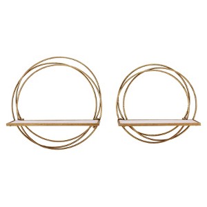 Set of 2 Floating Rings Wall Shelves Gold - Danya B. - 1 of 4