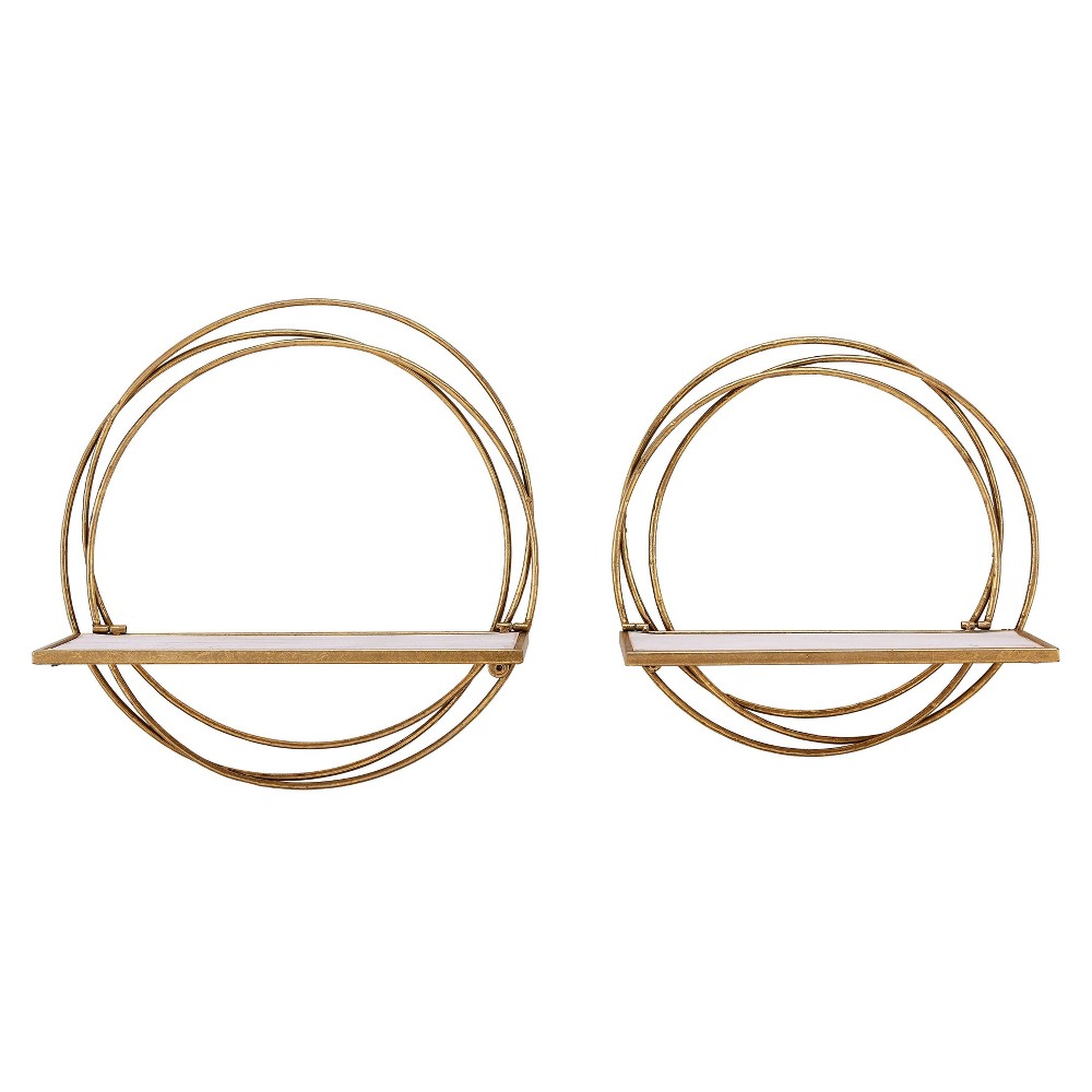 Photos - Kids Furniture Set of 2 Floating Rings Wall Shelves Gold - Danya B.