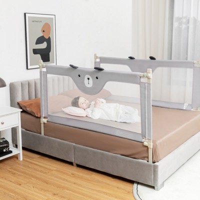 Safstar 57" Bed Rails for Toddlers Vertical Lifting Baby Bedrail Guard with Lock Grey