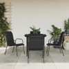 vidaXL 5 Piece Patio Dining Set Black Steel and Textilene - 31.5" Table Length 4 Chairs - 2 of 4