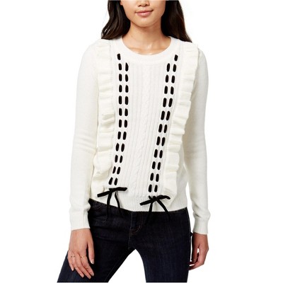 maison Jules Womens Ruffled Pullover Sweater