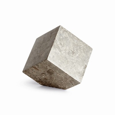 Plum & Post Abstract Marble Cube Sculpture - Gray Marble Accent Piece