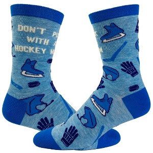 Crazy Dog T-Shirts Women's Don't Puck With A Hockey Mom Socks Funny Parenting Adulting Sports Crazy Footwear - 1 of 4