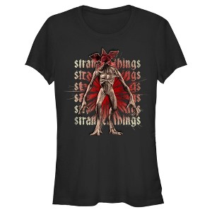 Juniors Womens Stranger Things Demogorgon Monster Logo Stacked T-Shirt - 1 of 4