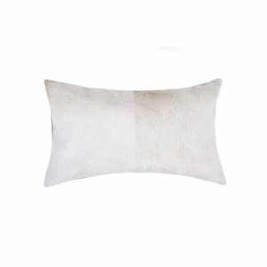 HomeRoots 12" X 20" Natural Cowhide Lumbar Throw Pillow - 1 of 4