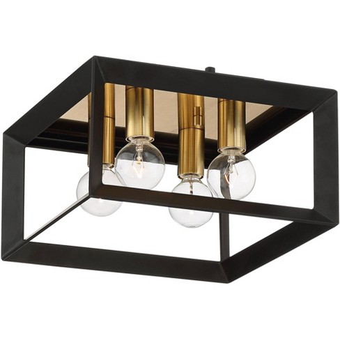 Possini Euro Design Modern Ceiling Light Semi Flush Mount Fixture 14 1/4  Wide Black Gold 14 1/4 Wide 4-light Crystal For Bedroom : Target