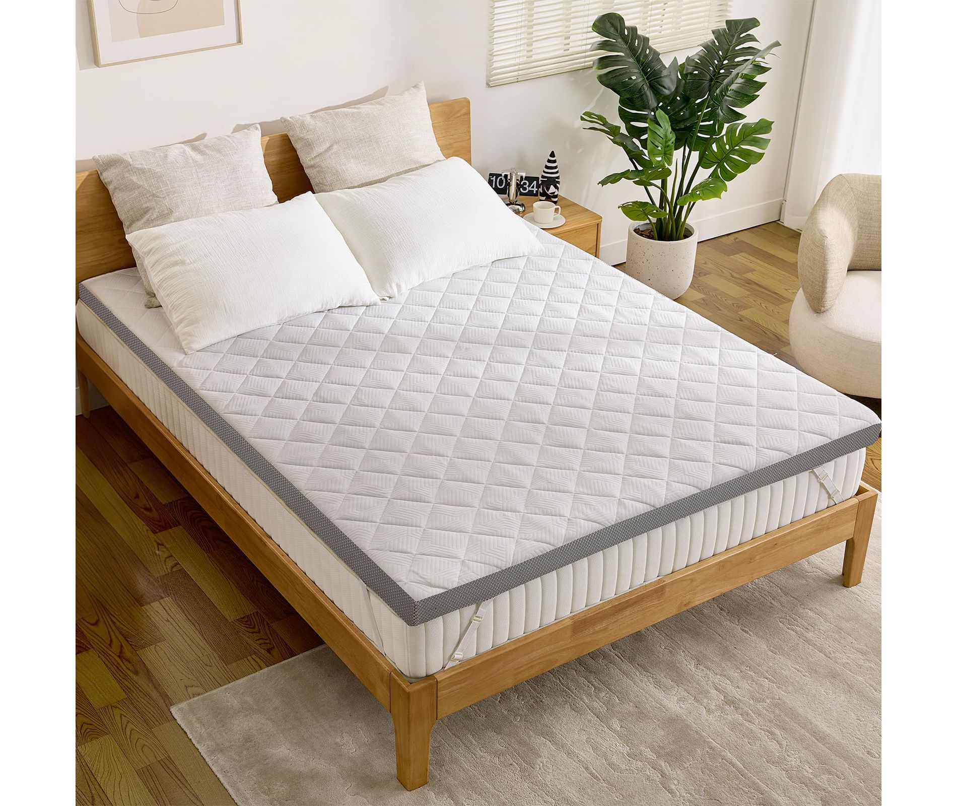 Dyonery 3 "Extra Firm Mattress Topper, Pain Relieving Foam Bed Topper for Extra Support, High-Density Foam Mattress Pad with Removable Cover, No Smell