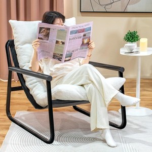 Hooseng Modern Accent Chair, Fluffy Living Room Chair with Removable Cushion, Armchair Chairs With Metal Frame for Bedroom Balcony Reading Room - 1 of 4