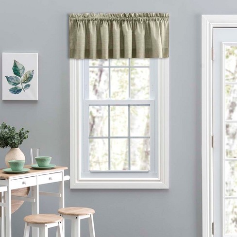 Ellis Lisa Solid Color Poly Cotton Duck Fabric 1.5" Rod Pocket for Simple Window Tailored Valance 58"x15" Mist - image 1 of 4