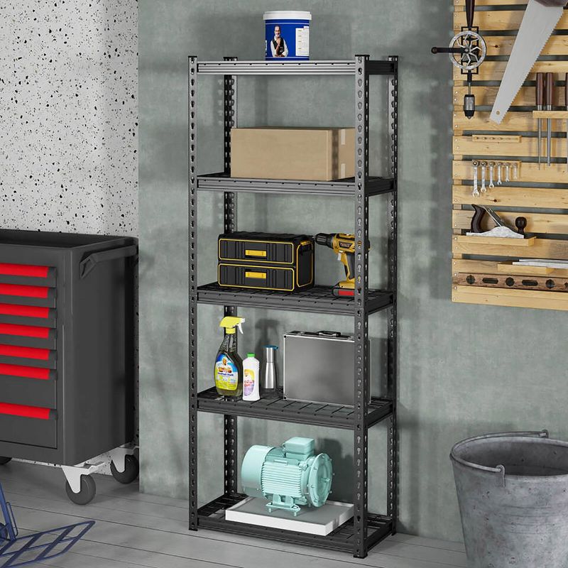 Tangkula 5-Tier Metal Shelving Unit Heavy Duty Wire Storage Rack with Anti-slip Foot Pads Black, 3 of 11
