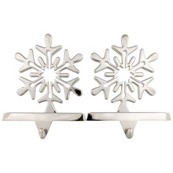 Northlight Set of 2 Solid Silver Snowflake Cutout Christmas Metal Stocking Holders 6.5"