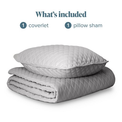 Twin Light Grey Microfiber Quilted Coverlet Set