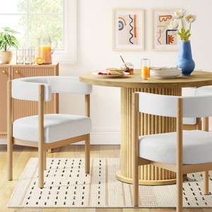 Kenova Upholstered Dining Chair with Wood Dowel Legs Cream - Threshold™: Mid-Century Modern, Polyester, Rubberwood - 1 of 4