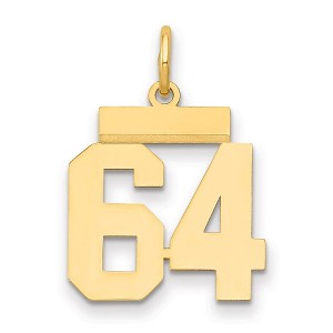 Black Bow Jewelry 14k Yellow Gold, Athletic Collection, Small Polished Number 64 Pendant - 1 of 3