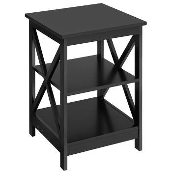 Yaheetech 3 Tier Wood End Table with Storage Shelves, X-Shape Frame SideTable for Living Room