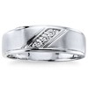 Pompeii3 1/16Ct TW Three Stone Men's Brushed Diamond Lab Created Wedding Ring in 14k Gold - 4 of 4