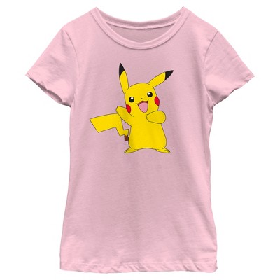 Girl's Pokemon Pikachu Happy Dance  T-Shirt - Light Pink - Medium